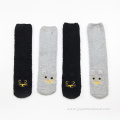 Simple black and gray coral fleece thermal socks